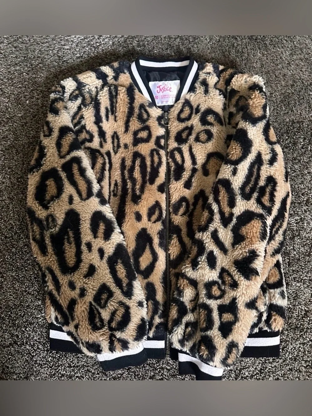 Justice Girls Cheetah Jacket Size Large 0079